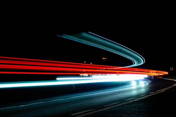 Lights of cars with night — Stock Photo, Image