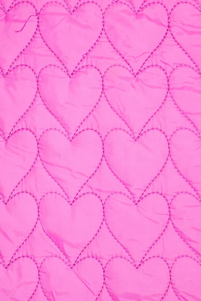 Pink Fabric Hearts Texture Background — 스톡 사진