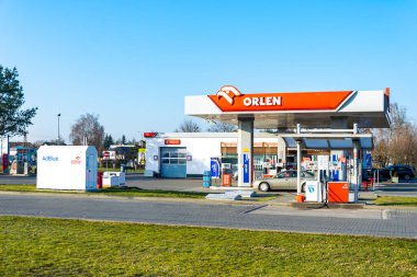 Przezmierowo, Polonya - 08.02.2020 Orlen benzin istasyonu w Przezmierowo