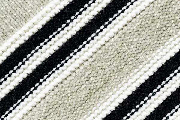Siyah Çizgili Beyaz Yün Kumaş Doku Veya Arkaplan — Stok fotoğraf