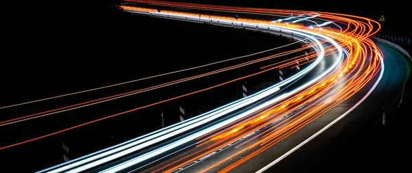 Luces Coches Con Noche — Foto de Stock