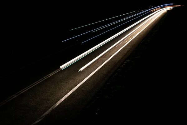 Lichten Van Auto Met Nacht — Stockfoto