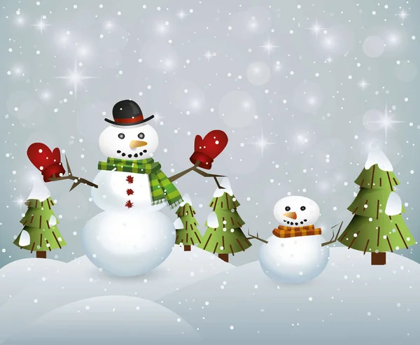 Vector background with a snowman — Stock Vector