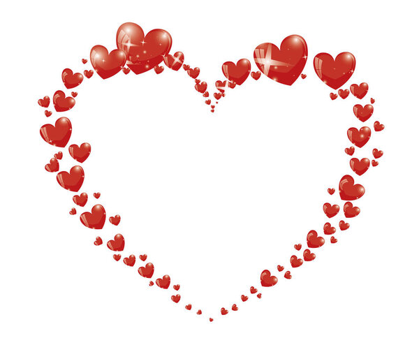 День Святого Валентина, вектор с красными сердцами
