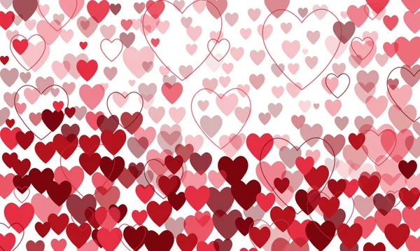 Vector achtergrond met rode harten, Valentijnsdag — Stockvector