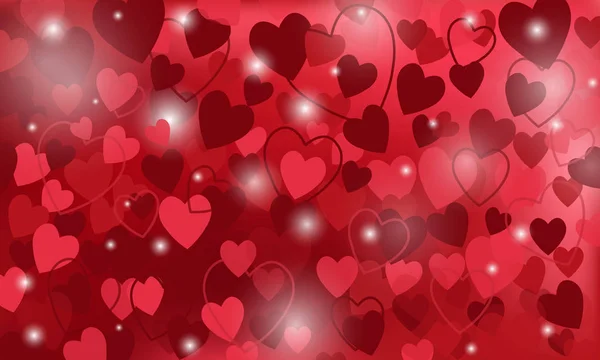 Vektör arka plan kırmızı Kalpler, Sevgililer günü ile — Stok Vektör