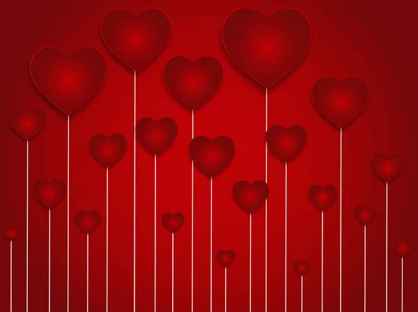 Vector de fondo con corazones rojos, día de San Valentín — Vector de stock
