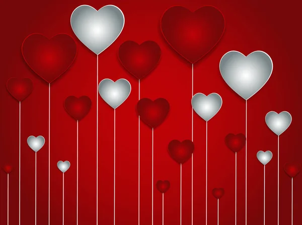 Vector de fondo con corazones rojos, día de San Valentín — Vector de stock