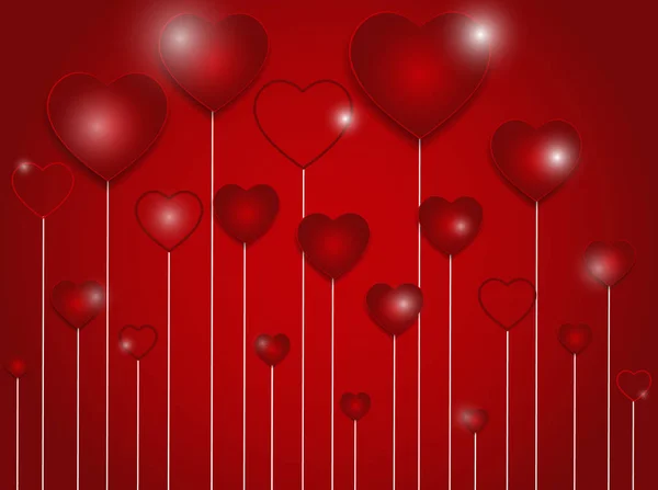 Vector háttér piros szívek, Valentin-nap — Stock Vector