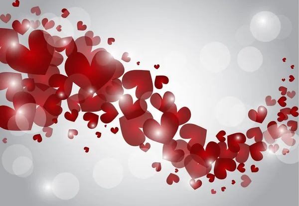 Sfondo vettoriale con cuori rossi, giorno di San Valentino Grafiche Vettoriali