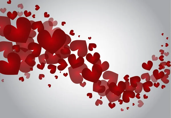 Sfondo vettoriale con cuori rossi, giorno di San Valentino — Vettoriale Stock