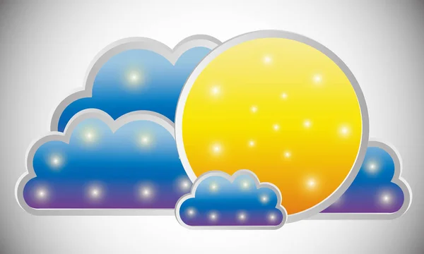 Vector background 3d, stars, clouds — Stock Vector