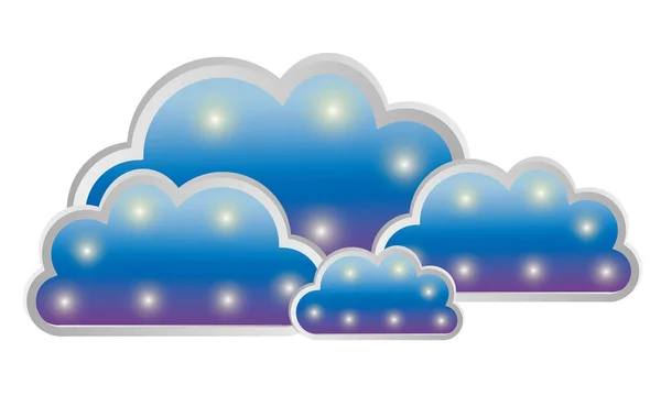 Vector background 3d, stars, clouds — Stock Vector