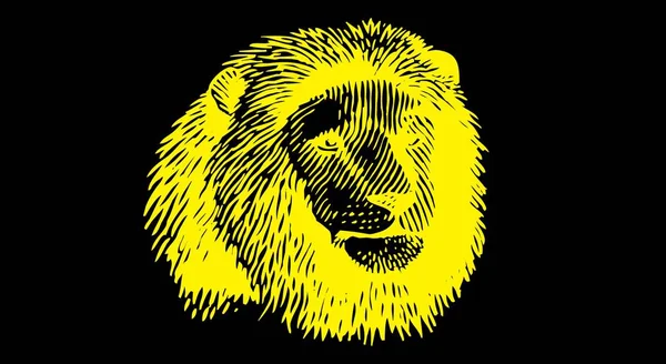 Lion yellow head illustration closeup