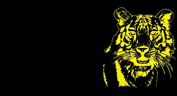 黄色い虎デザインの黒の背景 — ストック写真