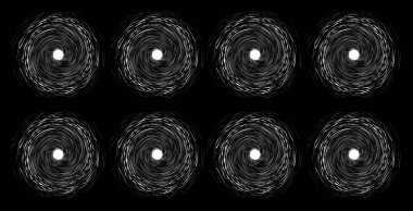 Beyaz spirallerle siyah soyut arkaplan