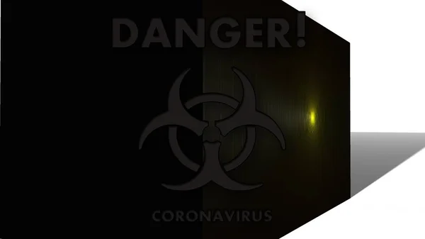 Coronavírus. Inscrição cinza em um fundo escuro em 3D . — Fotografia de Stock