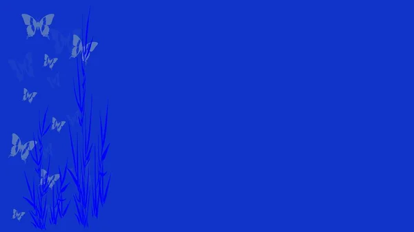 Metin kutusu ve kelebeklerle mavi arkaplan — Stok fotoğraf