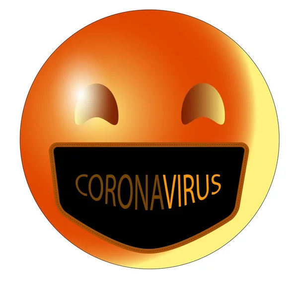 Röd Smiley Med Mask Och Inskription Coronavirus — Stockfoto