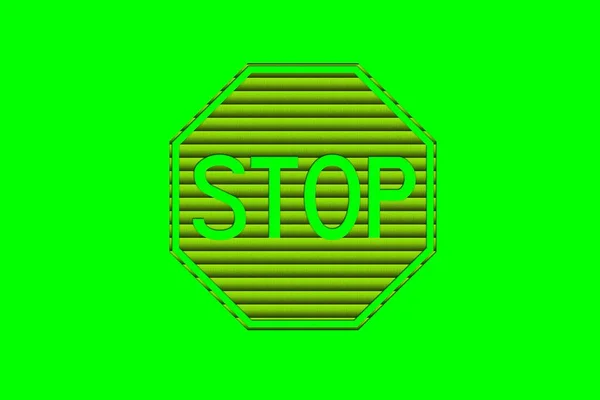 Detener Signo Sobre Fondo Verde — Foto de Stock