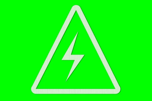 Caution Electricity Sign Green Background — Stock Photo, Image