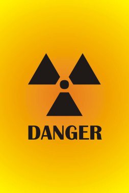 Radyasyon işareti. Radyoaktif bir sembol. İşaret uyarısı