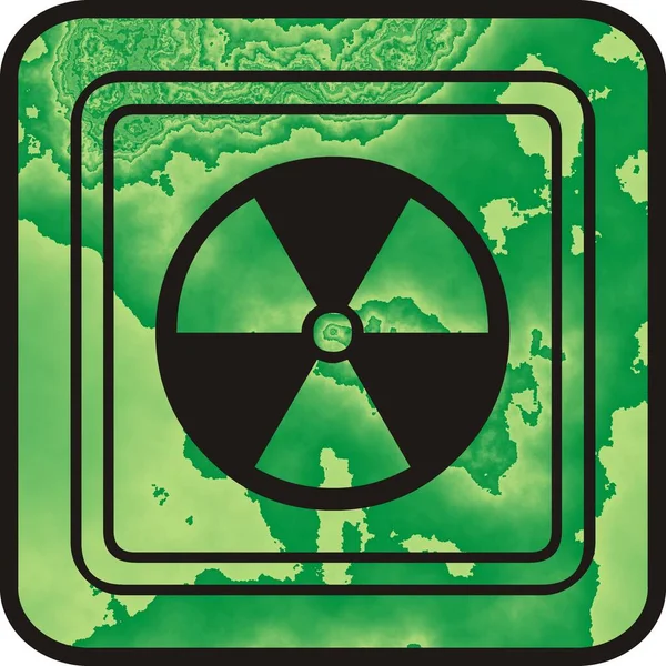 Zeichen Der Strahlung Auf Einem Grünen Quadratischen Hintergrund — Stockfoto