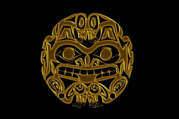 Teken Van Azteken Symbool Een Zwarte Achtergrond — Stockfoto