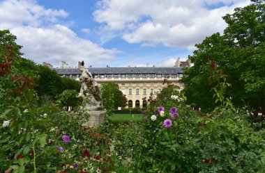 Ünlü Palais Royal, Louvre Müzesi 'ne yakın eski Kraliyet Sarayı. Paris, Fransa. 16 Ağustos 2019.