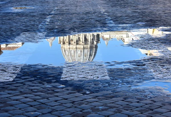 Peters Basilica Vatican City Puddle Reflection Rome Italy — Stock Photo, Image