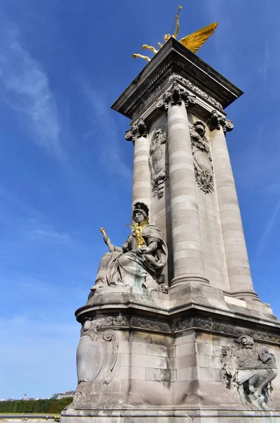 Pont Alexandre Iii Kolumne Detail Paris Frankreich — Stockfoto