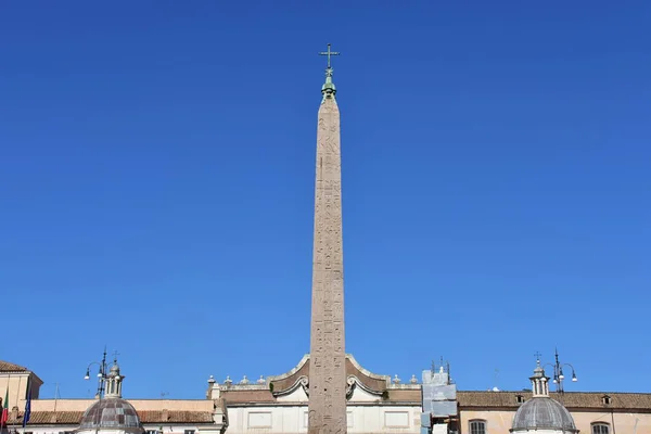 Flaminio Obelisk Piazza Del Popolo Mavi Gökyüzüyle Roma Talya — Stok fotoğraf