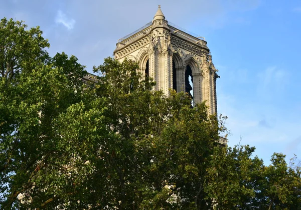Notre Dame Towers Nélkül Spire Ismert Fleche Augusztus 2019 Párizs — Stock Fotó
