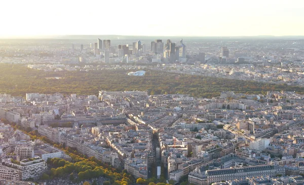 Paisagem Urbana Parisiense Pôr Sol Ponto Vista Elevado Vista Distrito — Fotografia de Stock