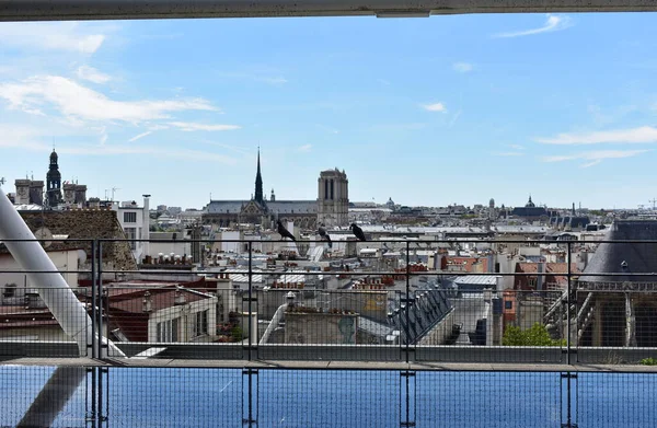 Notre Dame Paris Kathedraal Van Centre Pompidou Zicht Torens Met — Stockfoto