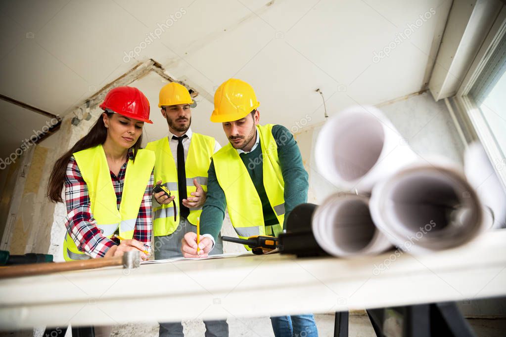 Engineers at construction site