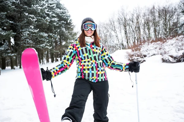 Girl skier in ski area