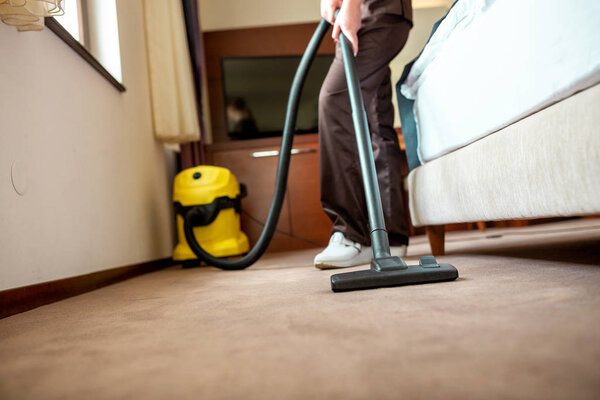 Room cleaning staff busy on the