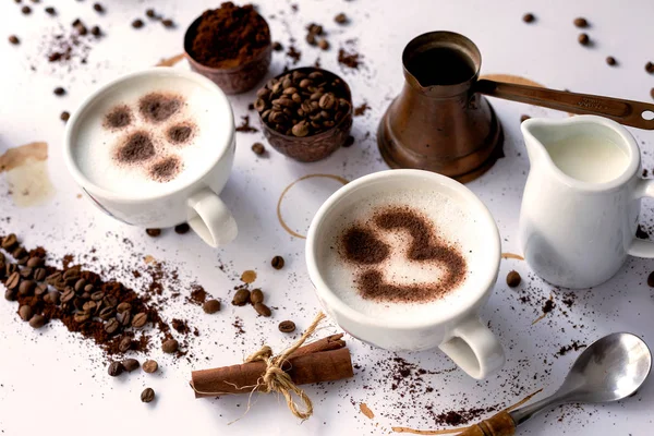 Heart shaped latte coffee symbols