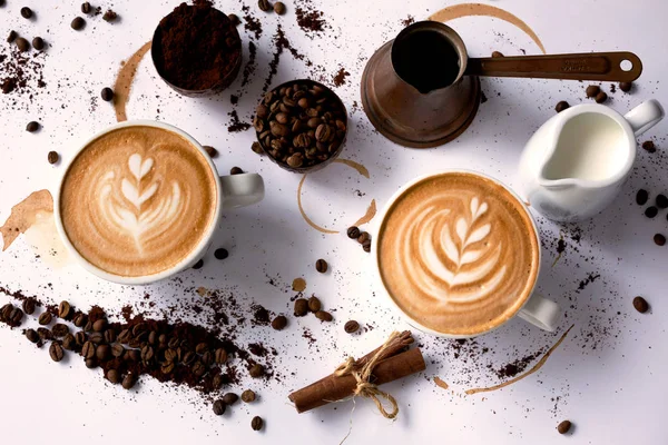 Espresso coffee with latte art design — Stok fotoğraf