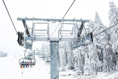 Cable cars just above the ski track
