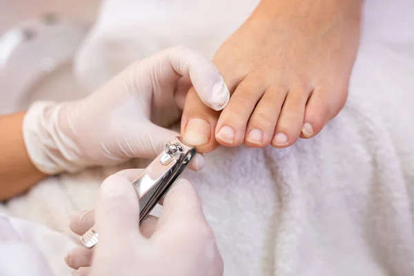 Unhas Corte Com Cortadores Unhas Conceito Pedicure — Fotografia de Stock