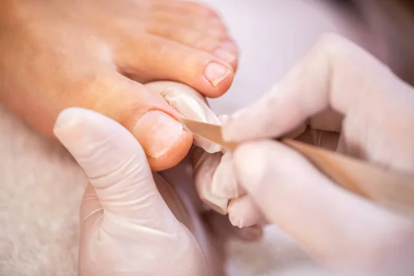 Θεραπεία Νυχιών Πεντικιούρ Καθαρά Νύχια Ποδιών Υγιεινή Νυχιών Ποδιών — Φωτογραφία Αρχείου