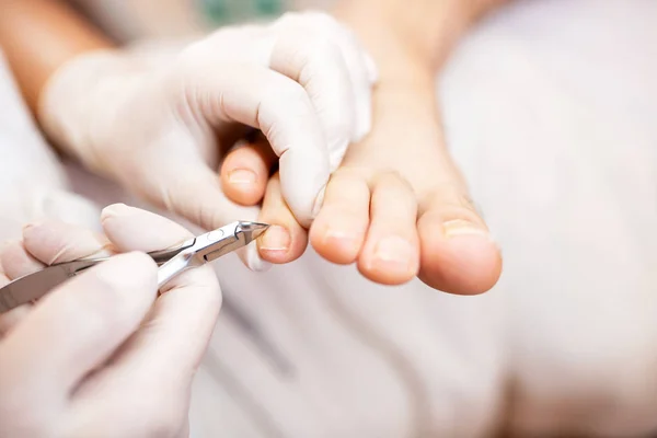 Tratamiento Uñas Pedicura Para Uñas Los Pies Aspecto Saludable Concepto — Foto de Stock