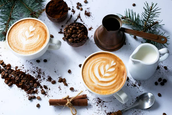 Rosetta pattern drawn on the surface of espresso, latte art concept