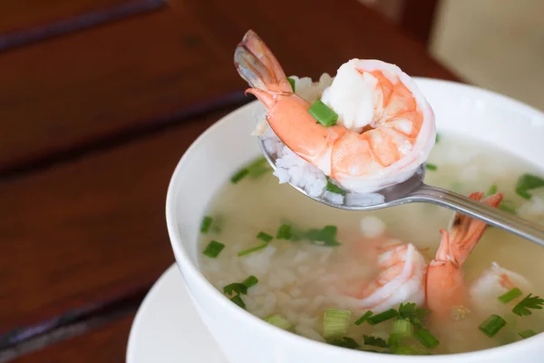 Sopa de arroz com camarão , — Fotografia de Stock