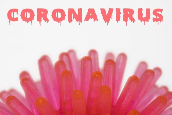 Covid-19 hastalığının soyut koronavirüs modeli. Dünya Sağlık Örgütü, salgının patlak vermesiyle ilgili uyarı yayınladı..