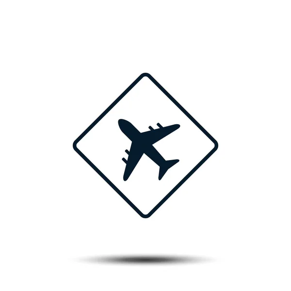 Flugzeug-Icon-Vektorvorlage. Flughafenschild flach gestaltet — Stockvektor