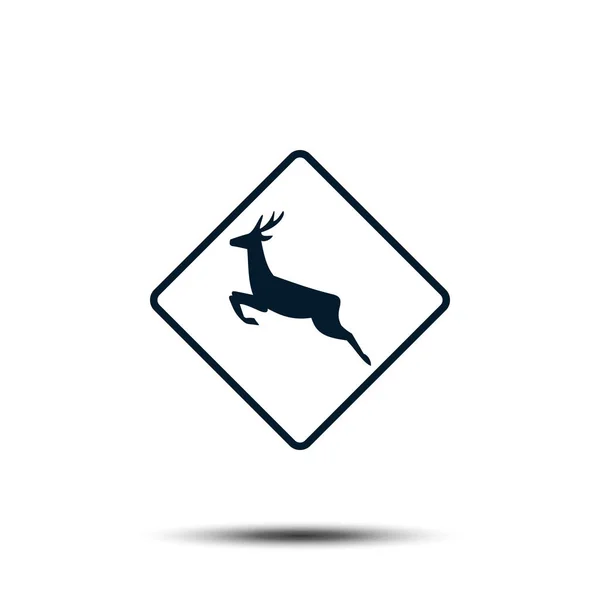 Running Deer Sign Icon. Modelo de vetor de antler Design plano —  Vetores de Stock