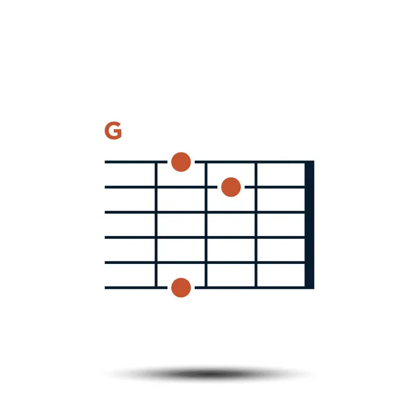 G, Basic Guitar Chord Chart Icon Vector Template — 스톡 벡터